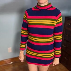 Vintage Striped Multicolor Turtleneck Dress/Shirt